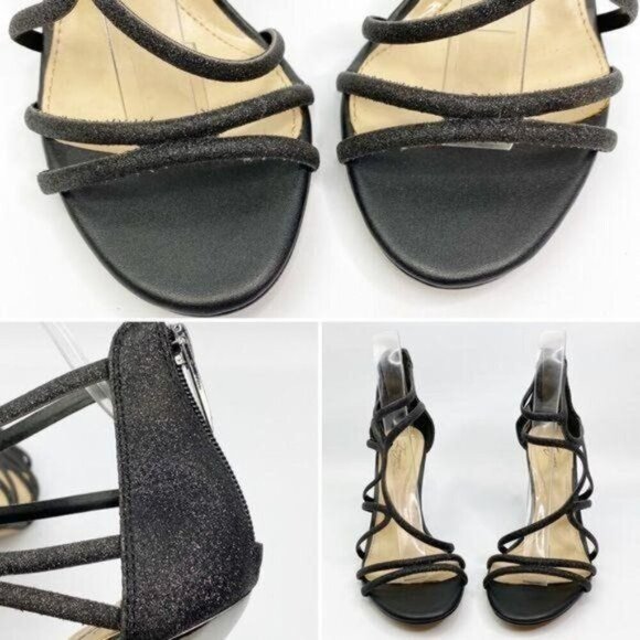 VINCE CAMUTO 7 Black Strappy Ranee Heels Party Open Toe - Picture 5 of 8